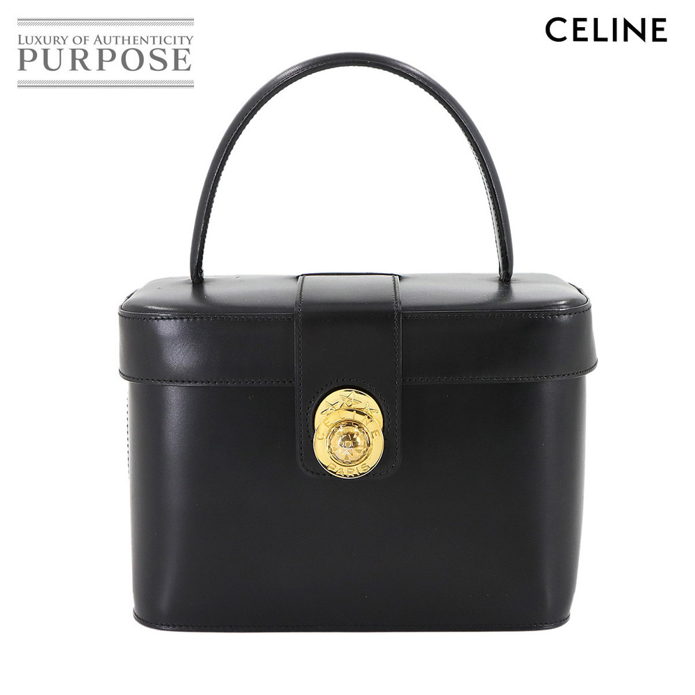 Celine Starball Vanity Handbag Leather Black Bag